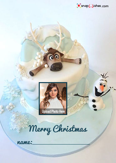 Frozen Christmas Cake with Name and Photo - Birthday Cake With Name and  Photo | Best Name Photo Wishes