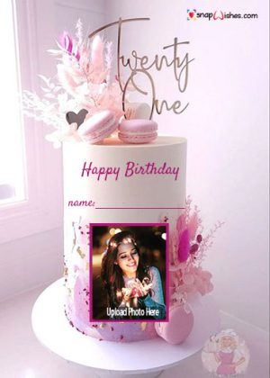 21st birthday cake with name and photo