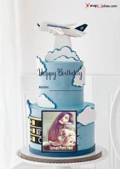 airplane birthday cake design with name and photo edit