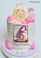 barbie birthday wishes cake with name and photo