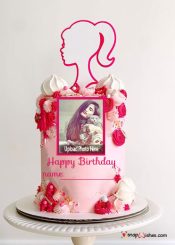 barbie doll birthday cake with name and photo edit online