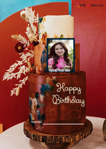beautiful happy birthday image with name and photo cake