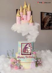 birthday cake for princess girl with name and photo edit