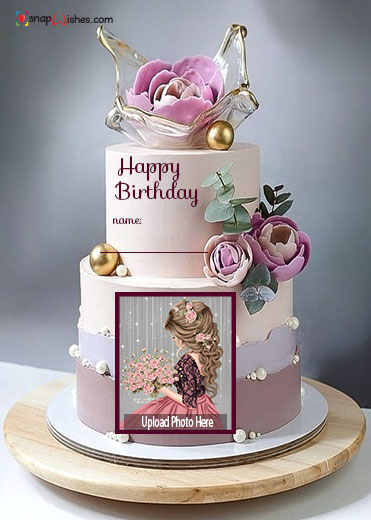 birthday cake with photo and name for girl