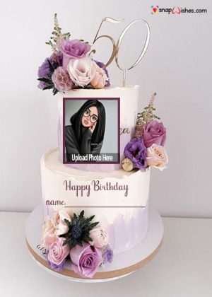 birthday wishes cake with photo frame design create online