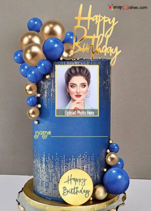 blue birthday cake design with name and photo edit