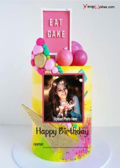 colorful birthday cake with name and photo edit