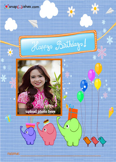 colorful happy birthday wishes card image with name and photo editor