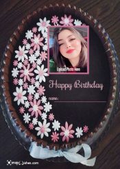 create chocolate birthday cake with name and photo edit