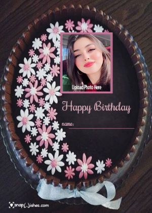 create chocolate birthday cake with name and photo edit