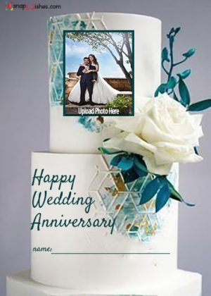 creative wedding anniversary cake with name and photo edit for lover