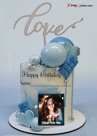 cute love birthday cake with photo frame editor