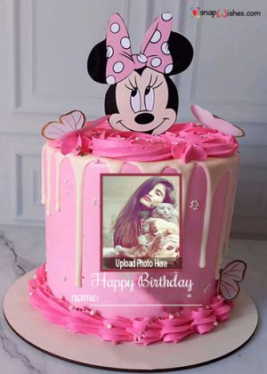 cute minnie mouse birthday cake with name and photo edit