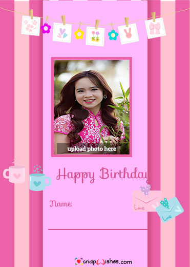 design your own birthday card with name and photo edit