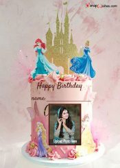 disney princess birthday cake with name and photo edit