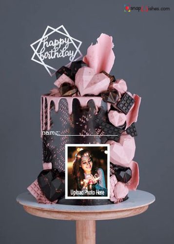 Free Romantic Birthday Chocolate Cake With Name And Photo 357x500 