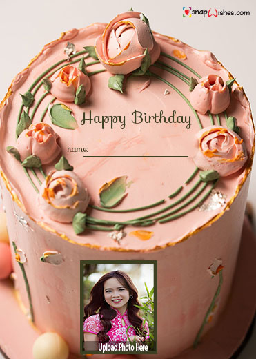 fresh flower birthday cake design with name pink and photo
