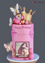 girly cake for women with name and photo editor