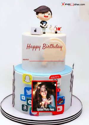 graphic designer birthday cake with name and photo edit