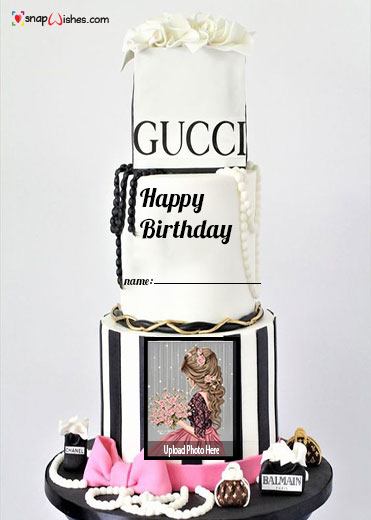 Gucci Birthday Photo Cake with Name - Birthday Cake With Name and Photo ...