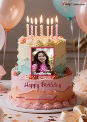 happy birthday cake with candles image with name and photo edit