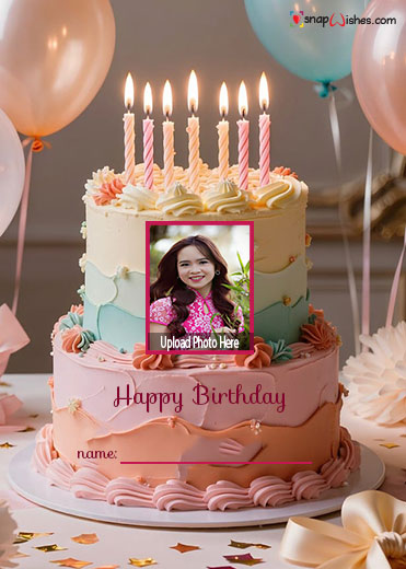 happy birthday cake with candles image with name and photo edit