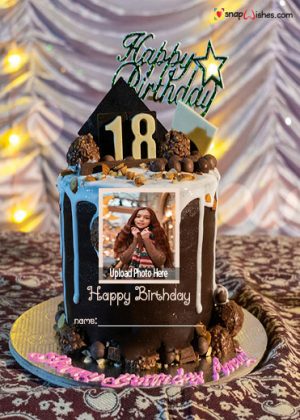 happy birthday chocolate cake with name and photo edit online free