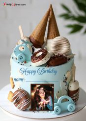 happy birthday image with name and photo upload
