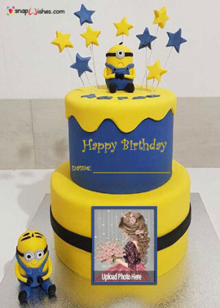 Happy Birthday Minions Photo Cake with Name - Birthday Cake With Name ...