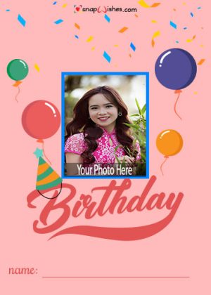 happy birthday photo card design with name