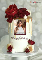 Happy Birthday Rose Cake with Name and Photo Edit - Birthday Cake With ...