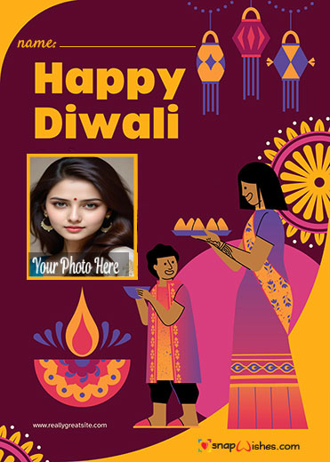 happy diwali greeting card wishes with name edit