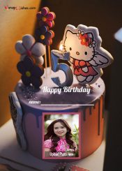 hello kitty 5th birthday cake with name and photo edit
