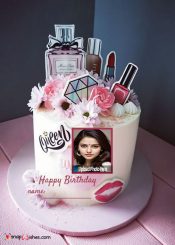 make happy birthday cake with name and photo edit for friend