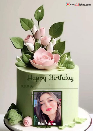 make happy birthday cake with name and photo editor online