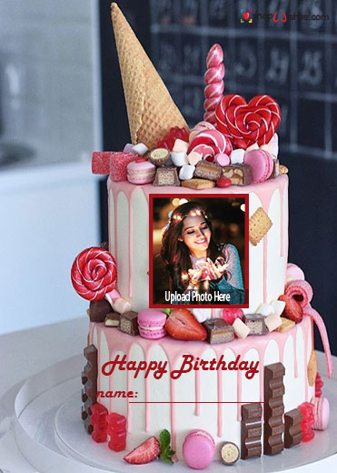 make happy birthday cake with name and photo