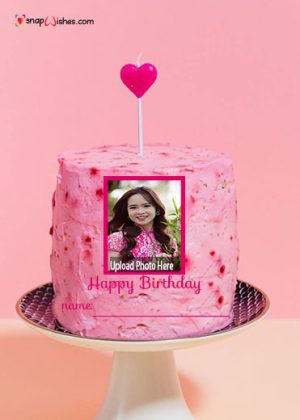 name love heart birthday cake with photo editing