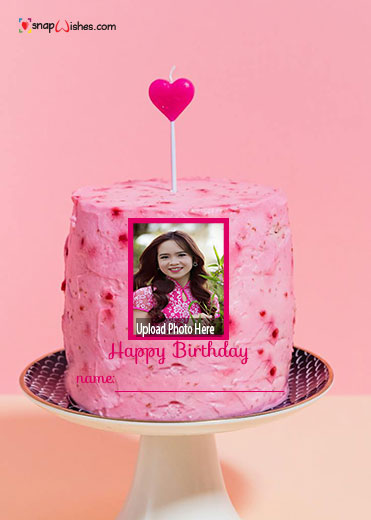 name love heart birthday cake with photo editing