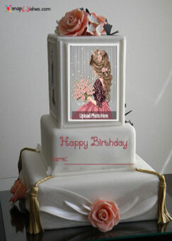 Photo Frame Birthday Cake with Name - Name Photo Card Maker