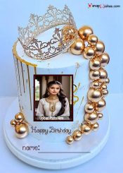 princess crown birthday cake with name and photo edit