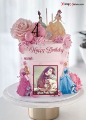 princess theme cake with name and photo edit