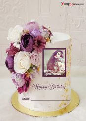 purple flowers birthday wishes with name and photo