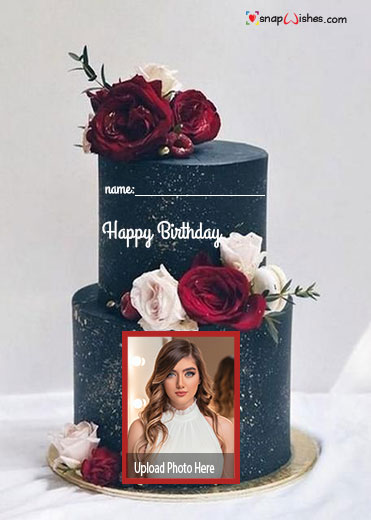 Rose Birthday Cake with Name and Photo - Birthday Cake With Name and ...