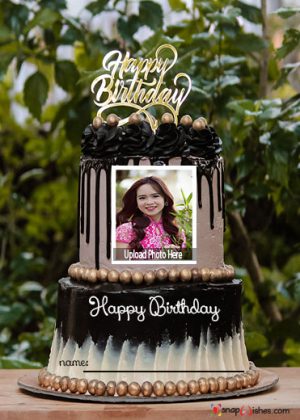 Upload Your Photo on Birthday Wishes Cake Writing